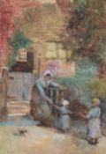 DAVID WOODLOCK (1842-1929) FIRST STEPS, A FLINTSHIRE COTTAGE