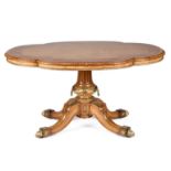A FINE GILT-METAL MOUNTED, INLAID AND HUNGARIAN ASH CENTRE TABLE ATTRIBUTED TO HOLLAND & SONS, CIRCA