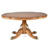 A FINE GILT-METAL MOUNTED, INLAID AND HUNGARIAN ASH CENTRE TABLE ATTRIBUTED TO HOLLAND & SONS, CIRCA