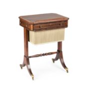 A REGENCY IRISH BRASS-INLAID, MAPLE AND ROSEWOOD READING/ GAMES TABLE STAMPED R. STRAHAN