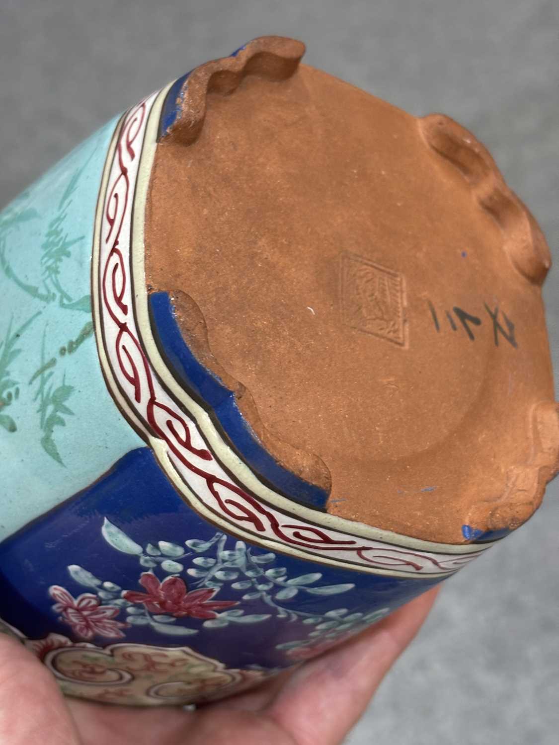 A CHINESE YIXING ENAMELLED TEAPOT AND COVER 19TH CENTURY - Image 4 of 11