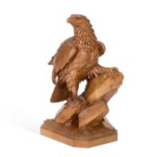 A BLACK FOREST CARVED WALNUT EAGLE BRIENZ, SWITZERLAND, CIRCA 1900