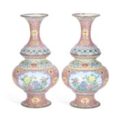 A LARGE PAIR OF CHINESE ENAMEL VASES REPUBLIC PERIOD