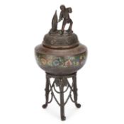 A 19TH CENTURY CHINESE BRONZE AND ENAMEL KORO