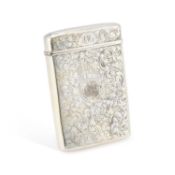 A VICTORIAN ENGRAVED SILVER ‘CASTLE-TOP’ CHEROOT CASE