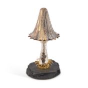 AN ELIZABETH II SILVER AND PARCEL-GILT NOVELTY SURPRISE MUSHROOM