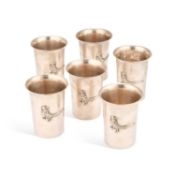 GUCCI, A SET OF SIX ITALIAN SILVER BEAKERS