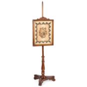 A 19TH-CENTURY ROSEWOOD POLESCREEN