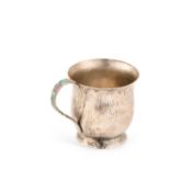 AN ARTS AND CRAFTS SILVER AND ENAMEL MUG