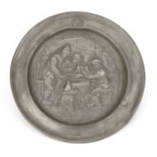 A 19TH CENTURY GERMAN PEWTER DISH
