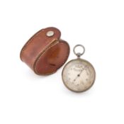 A LATE VICTORIAN SILVER CASED TRAVELLING BAROMETER