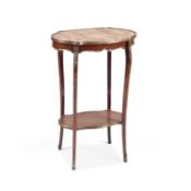 A FRENCH MARBLE-TOPPED AND GILT-METAL MOUNTED MAHOGANY OCCASIONAL TABLE