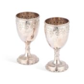 A PAIR OF MID-19TH CENTURY AMERICAN STERLING SILVER GOBLETS