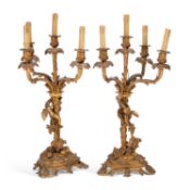 A LARGE PAIR OF NAPOLEON III GILT-BRONZE CANDELABRA