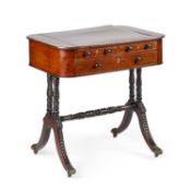 AN EARLY 19TH CENTURY STRING-INLAID, MAHOGANY AND ROSEWOOD LIBRARY TABLE