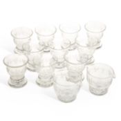A SET OF TEN 19TH CENTURY IRISH GLASS RUMMERS