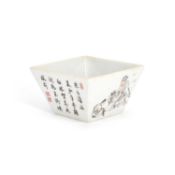 A CHINESE PORCELAIN SQUARE CUP