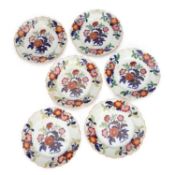 A SET OF SIX ENGLISH IRONSTONE CHINA DESSERT PLATES 19TH CENTURY
