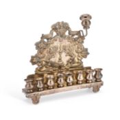 JUDAICA: A RUSSIAN SILVER HANUKKAH MENORAH LAMP