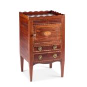A GEORGE III INLAID MAHOGANY TRAY-TOP COMMODE
