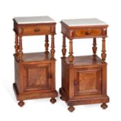 A PAIR OF 19TH CENTURY MARBLE-TOPPED MAHOGANY SIDE TABLES