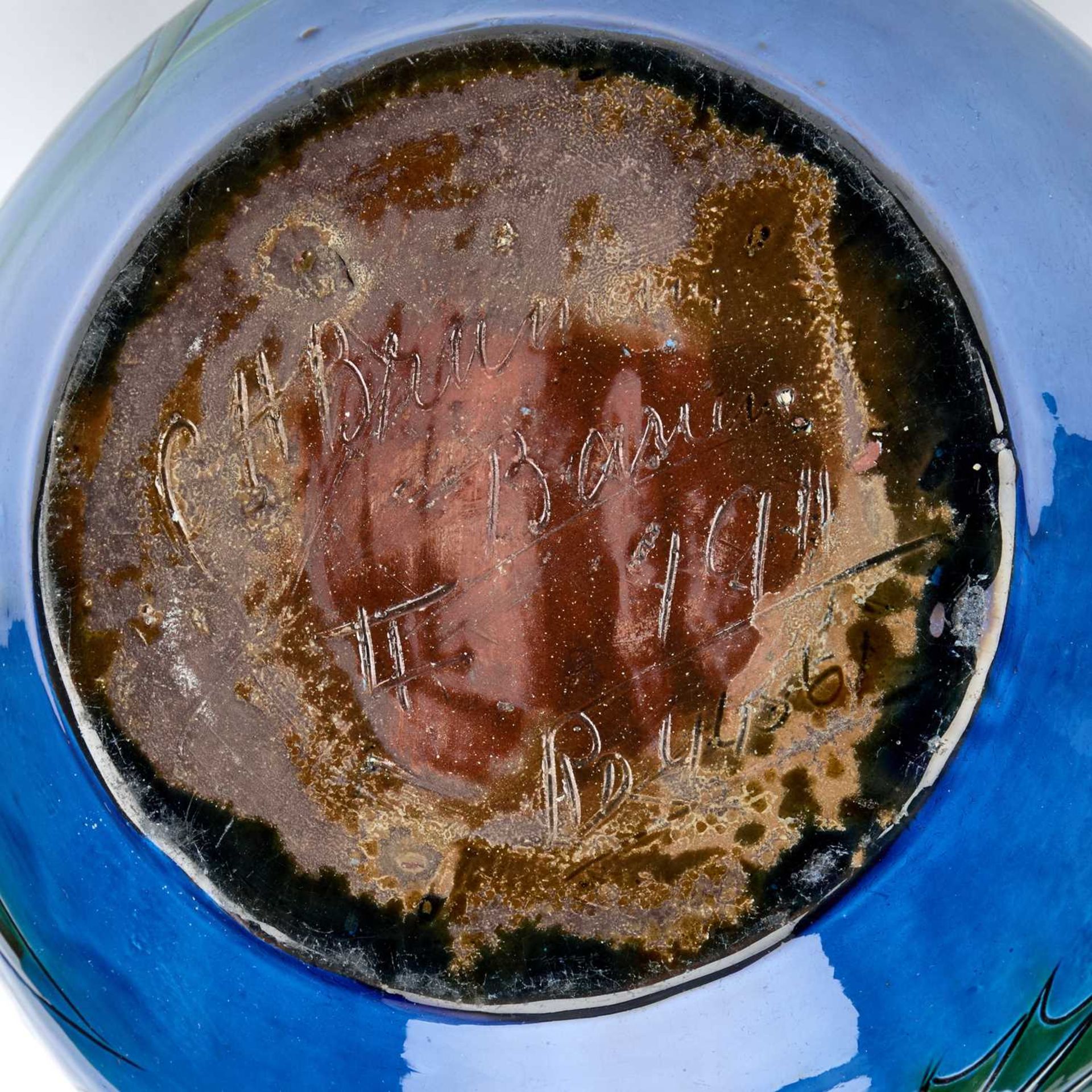 A C.H. BRANNAM POTTERY WASH BOWL AND JUG DATED 1911 - Bild 6 aus 6