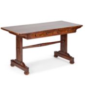 A GEORGE IV ROSEWOOD PILLAR-END LIBRARY TABLE
