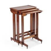 A SET OF THREE GEORGE IV ROSEWOOD PILLAR-END NESTING TABLES