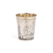 AN EARLY 19TH CENTURY RUSSIAN SILVER AND NIELLO BEAKER