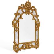 A LARGE PERIOD STYLE GILT-FRAMED MIRROR