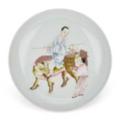 A CHINESE RUBY-BACK 'IMMORTAL' SAUCER DISH
