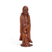 A CHINESE BOXWOOD FIGURE OF BODHIDHARMA QING DYNASTY