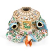 A 19TH CENTURY CONTINENTAL PORCELAIN PAGODA FIGURE BASE IN MEISSEN STYLE