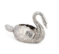 A LARGE GERMAN SILVER SWAN PLANTER