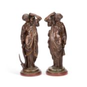 A PAIR OF FRENCH BRONZE FIGURES OF CLASSICAL MAIDENS