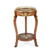 A 19TH CENTURY ORMOLU-MOUNTED ROSEWOOD AND POLISHED SEPTARIAN NODULE MARBLE OCCASIONAL TABLE