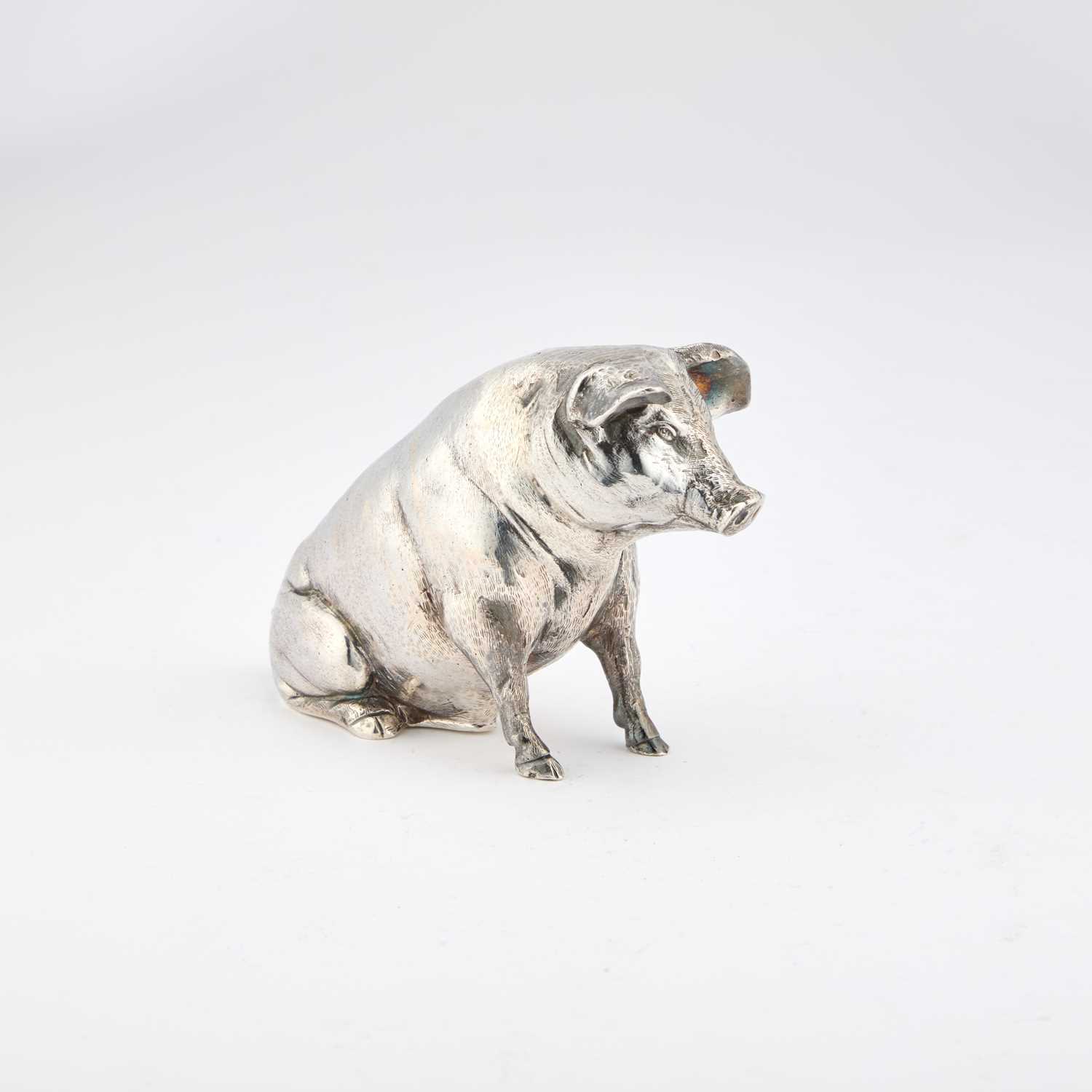 A 19TH CENTURY GERMAN SILVER MODEL OF A PIG - Image 2 of 2