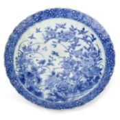 A LARGE JAPANESE BLUE AND WHITE PORCELAIN CHARGER CIRCA 1900
