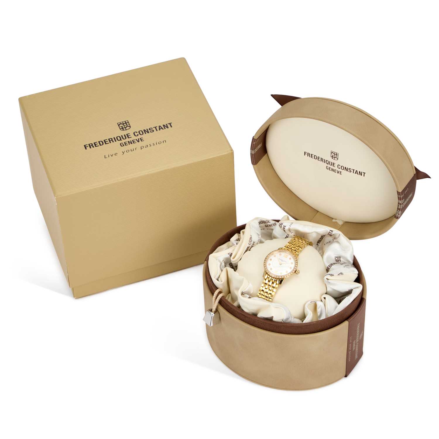 A LADY'S GOLD PLATED FREDERIQUE CONSTANT DIAMOND-SET WATCH