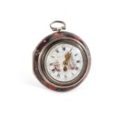 A TRIPLE CASED OPEN FACED POCKET WATCH