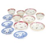 A SET OF FOUR EARLY 19TH CENTURY PEARLWARE TEA BOWLS AND SAUCERS