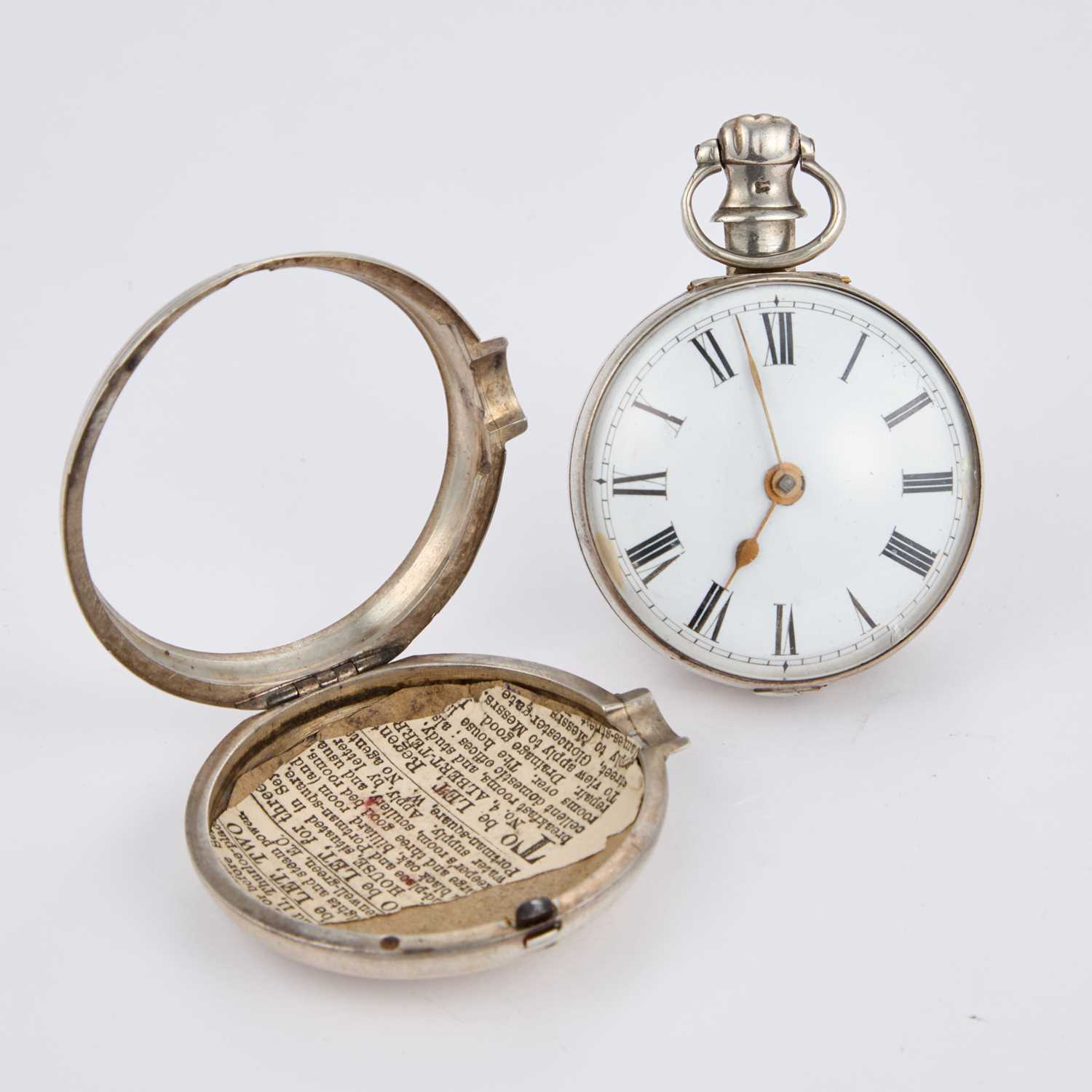 A SILVER PAIR CASED OPEN FACED POCKET WATCH - Image 3 of 4