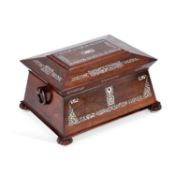 A WILLIAM IV MOTHER-OF-PEARL INLAID ROSEWOOD WORKBOX