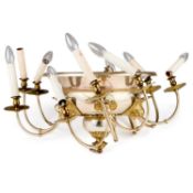 A BRASS NINE-BRANCH CHANDELIER