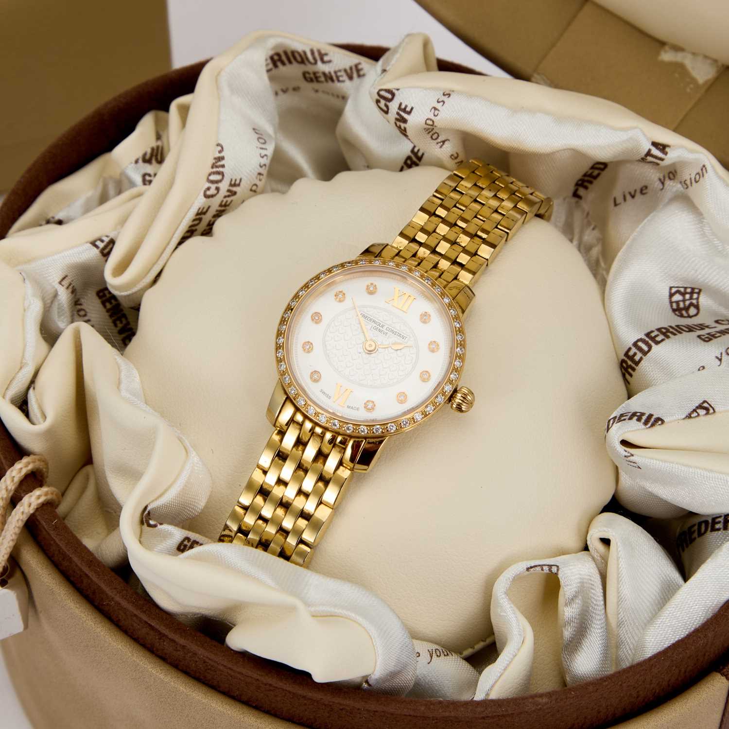 A LADY'S GOLD PLATED FREDERIQUE CONSTANT DIAMOND-SET WATCH - Image 2 of 4