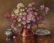 ALBERT EDWARD JACKSON (1873-1952) STILL LIFE OF FLOWERS IN A COPPER JUG