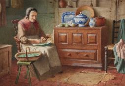 HENRY EDWARD SPERNON TOZER (1864-1955) SHELLING PEAS