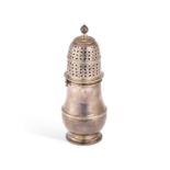 A LARGE QUEEN ANNE BRITANNIA SILVER SUGAR CASTER
