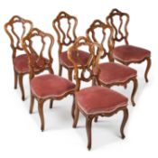 A SET OF SIX VICTORIAN WALNUT DRAWING ROOM CHAIRS CIRCA 1870