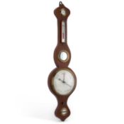 AN INLAID MAHOGANY WHEEL BAROMETER SIGNED J. GUGERI, BOSTON, CIRCA 1830-40